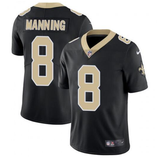 Men's New Orleans Saints Saints #8 Archie Manning 2021 Black Vapor Untouchable Limited Stitched Jersey Men's New Orleans Saints Saints #8 Archie Manning 2021 Black Vapor Untouchable Limited Stitched Jersey